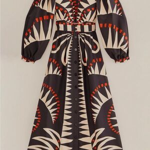 Farm Rio Black coconut grove puff sleeve maxi dress- size medium. NWT